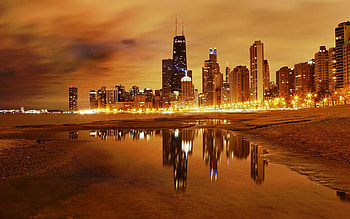 Lake Michigan shore, Chicago Skyline HD wallpaper
