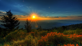 View from the hills, sunset, horizon, landscape HD wallpaper
