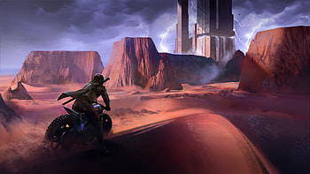 Biker Man Mountains , artist, artwork, artstation HD wallpaper