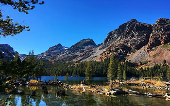Summer reflections on Green Lake, Sonora Pass, California, landscape, usasky, mountains, usa, trees HD wallpaper