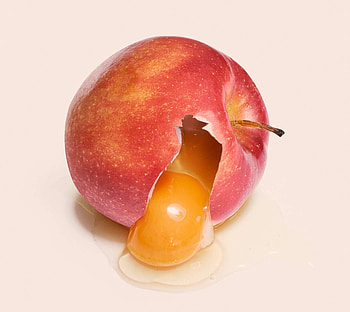 :D, egg, creative, fantasy, red, autumn, apple, funny HD wallpaper