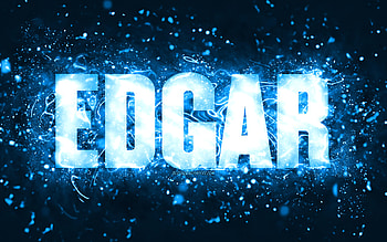 Happy Birtay Edgar, , blue neon lights, Edgar name, creative, Edgar Happy Birtay, Edgar Birtay, popular american male names, with Edgar name, Edgar HD wallpaper