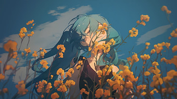 Teal Breeze & Golden Blooms — HD wallpaper