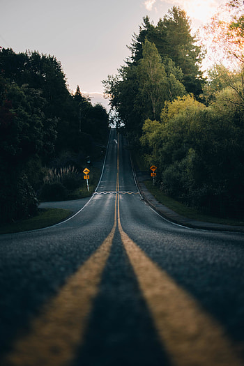 Road, slope, evening HD phone wallpaper