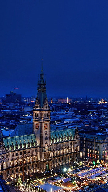 Christmas Blue Night Winter City 6 HD phone wallpaper