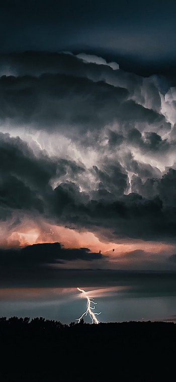 Captivating landscape, Thunder and lightning, Vibrant colors, Breathtaking HD phone wallpaper