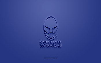 Worcester Warriors, creative 3D logo, blue background, Premiership Rugby, 3d emblem, English rugby Club, England, 3d art, rugby, Worcester Warriors 3d logo HD wallpaper
