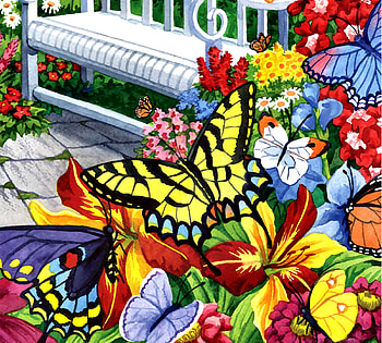 Garden Full of Butterflies FC, artwork, butterflies, wide screen, wildlife, painting, art, beautiful, illustration HD wallpaper