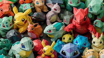 Polygonal Pokemon Collection, Anime, Pokemon, polygon HD wallpaper