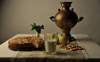Food, Apples, Pie, Milk, Samovar, Pretzels HD wallpaper