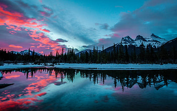 sunset, fun, cool, nature, forest, lake HD wallpaper