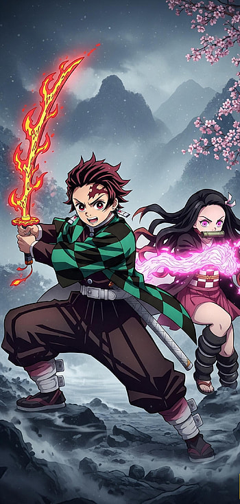 Tanjiro & Nezuko Demon Slayer -, Tanjiro Kamado, Nezuko Kamado, Demon Slayer: Kimetsu no Yaiba HD phone wallpaper