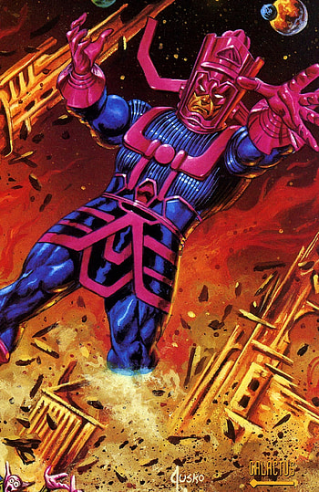 Gorgeous Galactus, Marvel art, Silver Surfer, Vibrant illustrations HD phone wallpaper