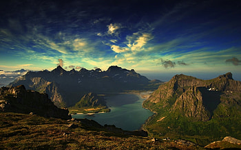 flakstad norway, flakstad, norway, lake, mountain HD wallpaper