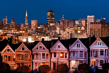 san francisco, night, architecture, houses, lights HD wallpaper