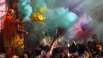 Holi festival, Burst of colors, Indian tradition, Joyful festivities HD wallpaper