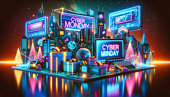 Cyber Monday Neon Cityscape, cyber monday, neon lights, Shopping HD wallpaper