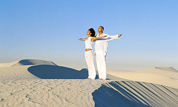 Sand, couple, sky, abstract HD wallpaper