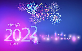Happy New Year!, blue, fireworks, 2022, new year, pink HD wallpaper