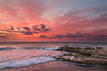 Nature, Sunset, Waves, Rocks, Surf HD wallpaper