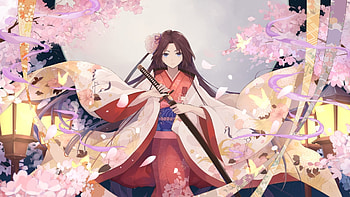Shiki Ryougi, TYPE-MOON, anime girl, blossom HD wallpaper