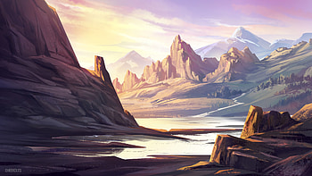Art, Mountains, Rocks, Vertex, Lake, Tops HD wallpaper