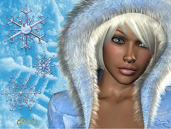 Snowflakes, girl, abstract, fantasy HD wallpaper