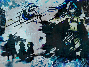 Black Rock Shooter, blue, colorful, staff, hatsune miku, twintail, vocaloid, brs, miku, vocaloids, anime, flower, blaze fire blue HD wallpaper