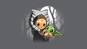 Ahsoka Tano Baby Yoda Grogu The Mandalorian HD wallpaper
