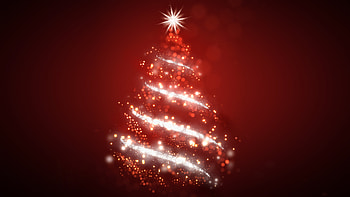 Christmas Tree, vector, abstract, red background HD wallpaper