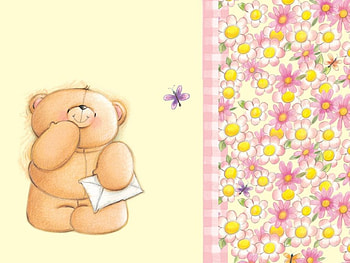 Thinking Of You, teddy bear, flowers, butterfly, envelope HD wallpaper