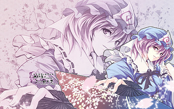 Saigyouji Yuyuko, touhou, short hair, girl, dress, hat, fan HD wallpaper