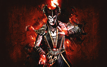 Shinnok, Mortal Kombat Mobile, Shinnok MK Mobile, Mortal Kombat, orange stone background, Mortal Kombat Mobile characters, grunge art, Shinnok Mortal Kombat HD wallpaper