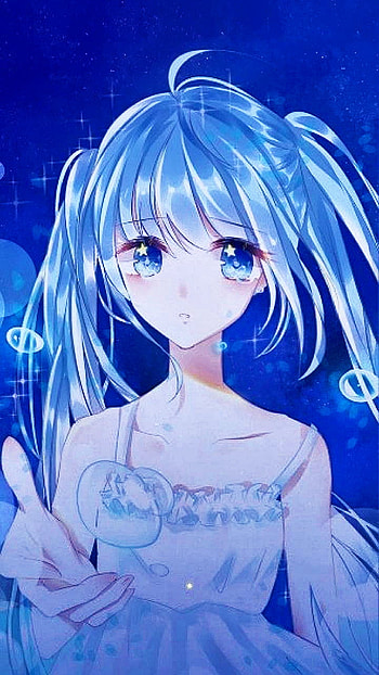 Anime girl, beautiful, art, blue, water, element HD phone wallpaper