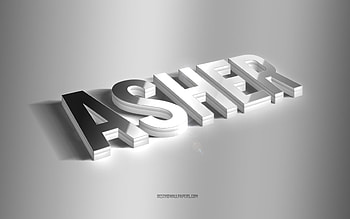 Asher, silver 3d art, gray background, with names, Asher name, Asher greeting card, 3d art, with Asher name HD wallpaper
