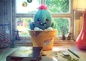 Funny, cgi, cactus, plant HD wallpaper