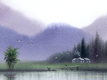 Painting17, painting, art, rural, landscape, sky, nature, mountain HD wallpaper