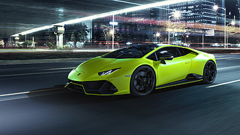 Lamborghini Huracan, Rear-wheel drive, Cityscape backdrop, Impressive resolution HD wallpaper