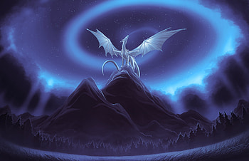 White Dragon On Mountain, dragon, artist, artwork, digital-art, deviantart HD wallpaper