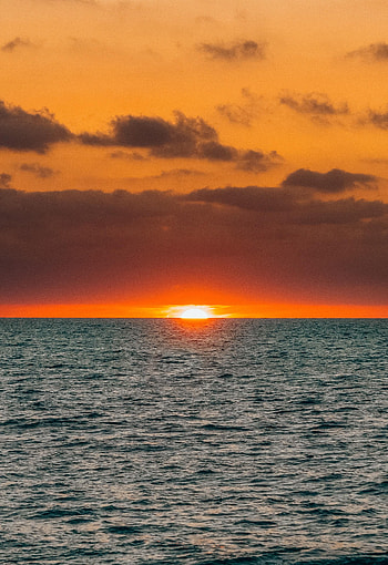 Nature, Sunset, Sea, Sun, Clouds, Waves, Horizon HD phone wallpaper