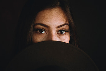 Woman, face, hide, hat HD wallpaper