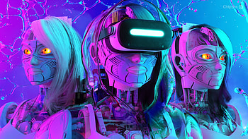Chiptos X 3D Robot Girl Mirai Robot Woman NFT Background Aqua Hoodie VR HD wallpaper
