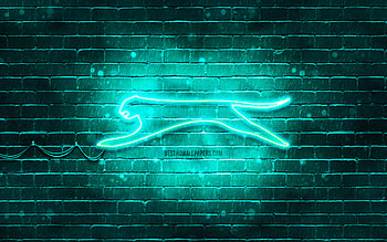 Slazenger turquoise logo, , turquoise brickwall, Slazenger logo, brands, Slazenger neon logo, Slazenger HD wallpaper