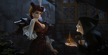 The potion, night, kirill repin, black, frumusete, art, girl, woman, witch, halloween, lady, fantasy, luminos HD wallpaper