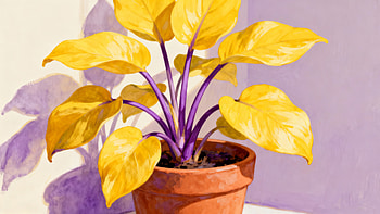 Sunlit Yellow Houseplant —, Potted Plant HD wallpaper