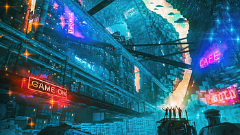 Game On Night In City, scifi, artist, artwork, digital-art HD wallpaper
