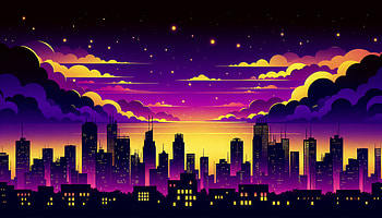 Enchanting Twilight Cityscape, night view, cityscape, skyline, Digital Art HD wallpaper
