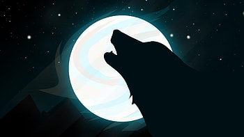 :), night, fantasy, moon, luna, vector, wolf, lup, silhouette HD wallpaper