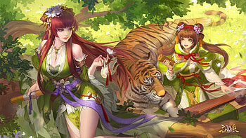 Girl and her tiger, animal, Girl, fantasy, tiger HD wallpaper