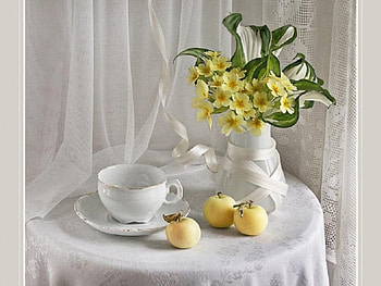Spring still life, still life, flowers, teacup, spring HD wallpaper
